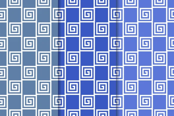 Blauwe Geometrische Ornamenten Aantal Verticale Naadloze Patronen Voor Web Textiel — Stockvector