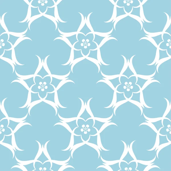 Ornement Floral Blanc Sur Fond Bleu Modèle Sans Couture Pour — Image vectorielle