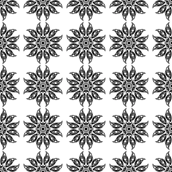 Zwart Wit Monochroom Bloemen Sieraad Naadloze Patroon Voor Textiel Wallpapers — Stockvector
