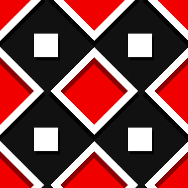 Nahtloser Geometrischer Hintergrund Mit Quadratischen Elementen Schwarz Rotes Muster Vektorillustration — Stockvektor