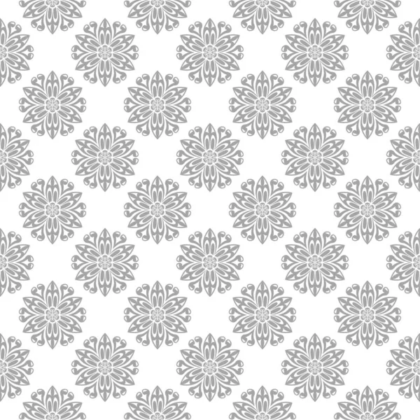 Işık Gri Çiçek Sorunsuz Süsleme Beyaz Arka Plan Üzerinde Tekstil — Stok Vektör