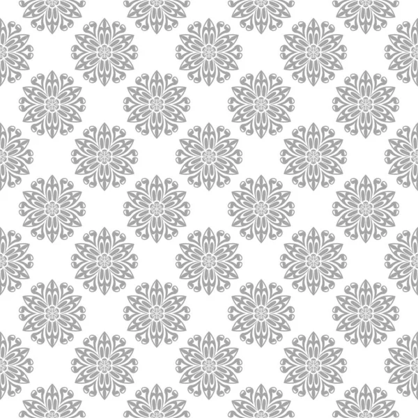 Adorno Sin Costuras Floral Gris Claro Sobre Fondo Blanco Patrón — Vector de stock