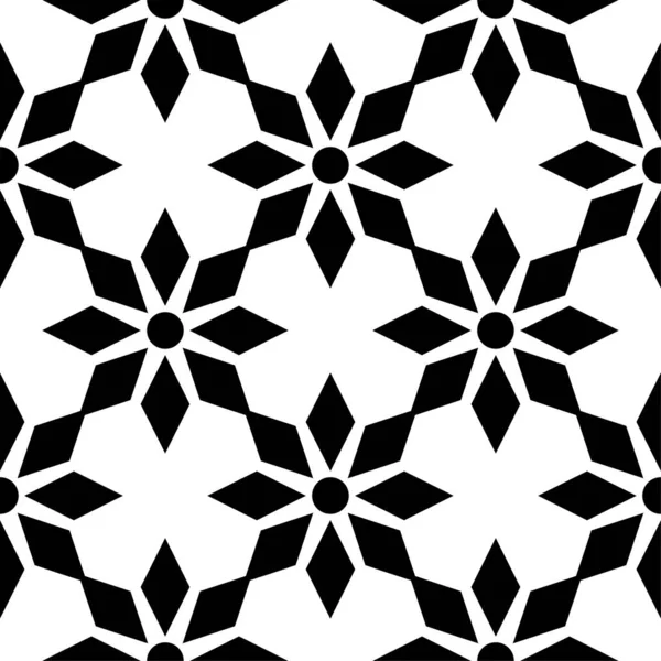 Ornamento Floreale Nero Sfondo Bianco Modello Senza Cuciture Tessuti Sfondi — Vettoriale Stock