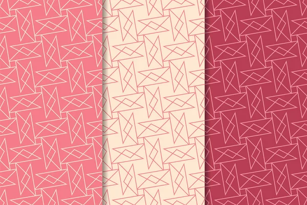 Web テキスタイルや壁紙のため垂直のシームレス パターンの桜赤の幾何学的なセット — ストックベクタ