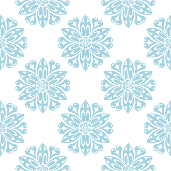 Blaues Florales Nahtloses Muster Auf Weißem Hintergrund Nahtloses Design Für — Stockvektor