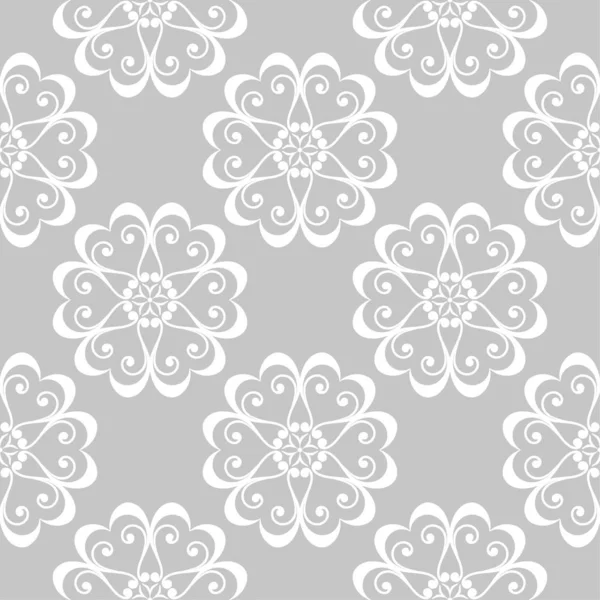 Diseño Floral Blanco Sobre Fondo Gris Patrón Sin Costuras Para — Vector de stock