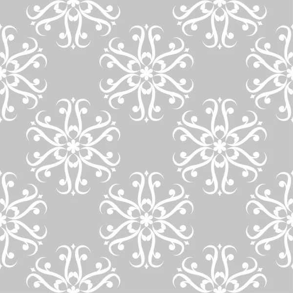Fehér Virág Dísz Szürke Háttér Varrat Nélküli Mintát Textil Háttérképek — Stock Vector