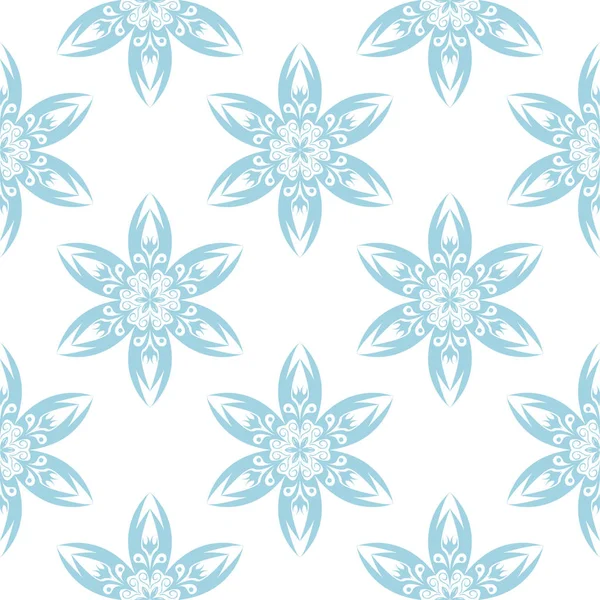 Blaue Blumen Auf Weißem Hintergrund Ornamentale Nahtlose Muster Für Textilien — Stockvektor