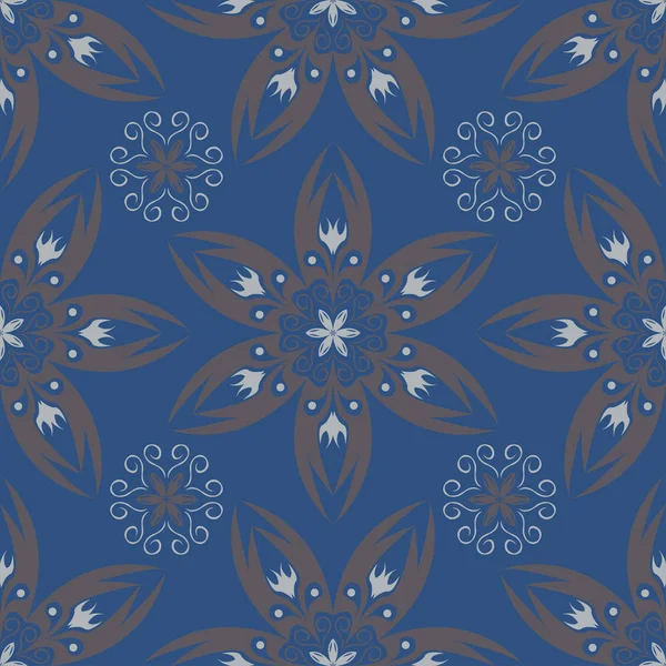 Modré Květinové Bezešvé Pozadí Návrhový Vzor Prvky Květina Tapety Textilní — Stockový vektor