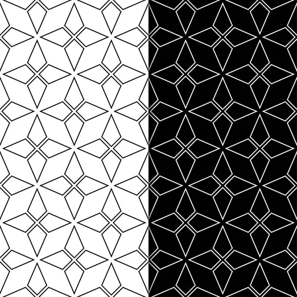 幾何学的な装飾品のセットです Web テキスタイルや壁紙のための黒と白のシームレス パターン — ストックベクタ