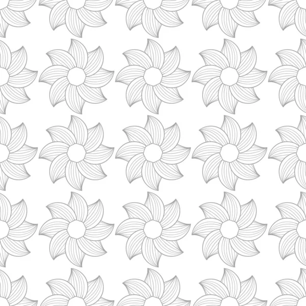 Ornement Floral Gris Clair Sur Fond Blanc Modèle Sans Couture — Image vectorielle