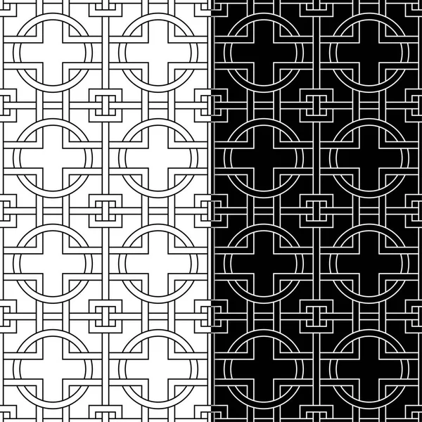 Conjunto Geométrico Blanco Negro Patrones Sin Costura Para Tela Textiles — Vector de stock