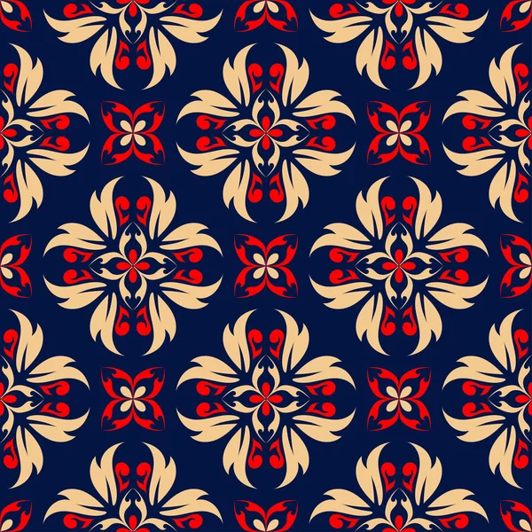 Çiçek seamless modeli. Duvar kağıtları, Tekstil ve kumaş için renkli kırmızı ve mavi arka plan