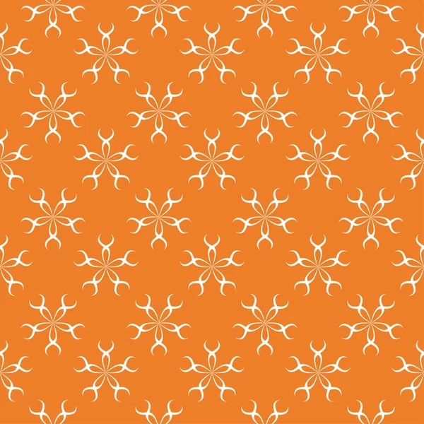 橙色背景上的白色花卉装饰品 纺织品和墙纸无缝图案 — 图库矢量图片
