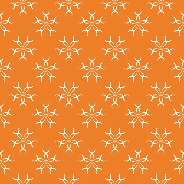 Adorno Floral Blanco Sobre Fondo Naranja Patrón Sin Costuras Para — Vector de stock