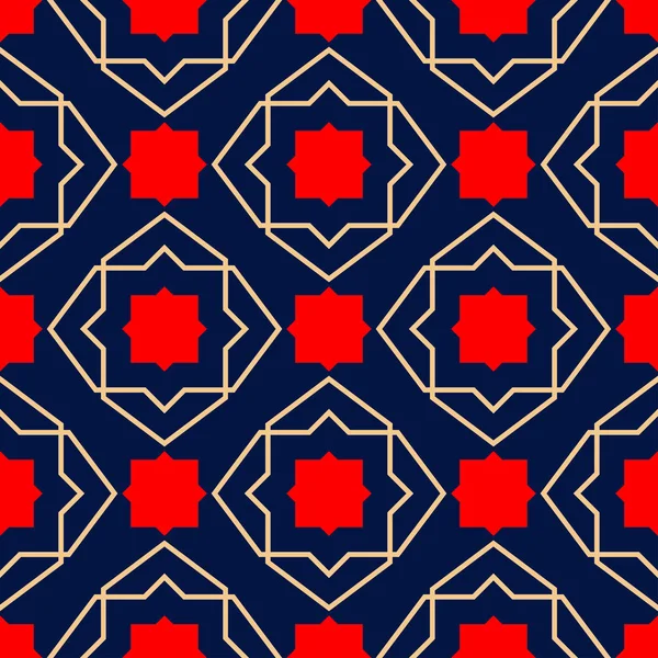 Geometriska Sömlösa Mönster Färgad Röd Beige Och Blå Bakgrund För — Stock vektor