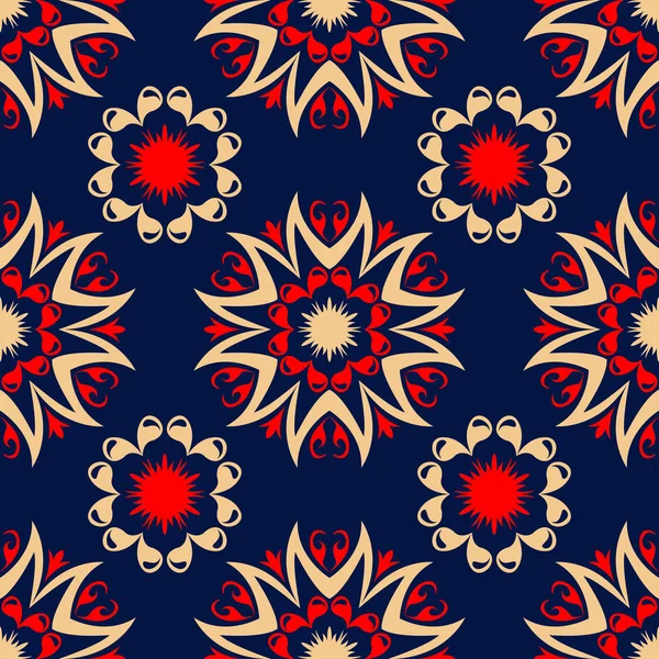 Motif Floral Sans Couture Fond Écran Coloré Rouge Bleu Pour — Image vectorielle