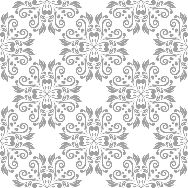 Adorno Floral Blanco Gris Patrón Sin Costuras Para Textiles Fondos — Vector de stock