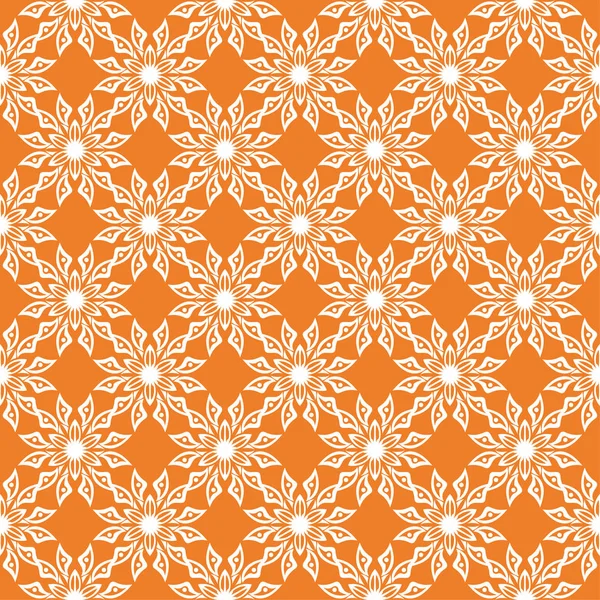 Weißes Blumenmuster Auf Orangefarbenem Hintergrund Nahtloses Muster Für Textilien Und — Stockvektor