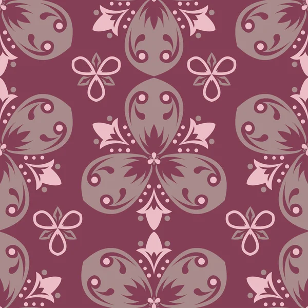 Padrão Sem Costura Floral Fundo Vermelho Roxo Com Elementos Design — Vetor de Stock