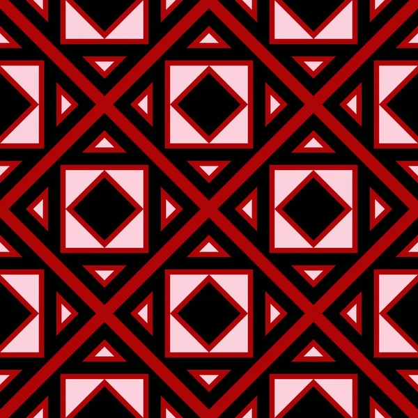 Black White Geometric Seamless Pattern Red Background Design Wallpapers Textile — Stock Vector