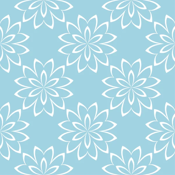 Blau Weißer Blumenschmuck Nahtloses Muster Für Textilien Und Tapeten — Stockvektor