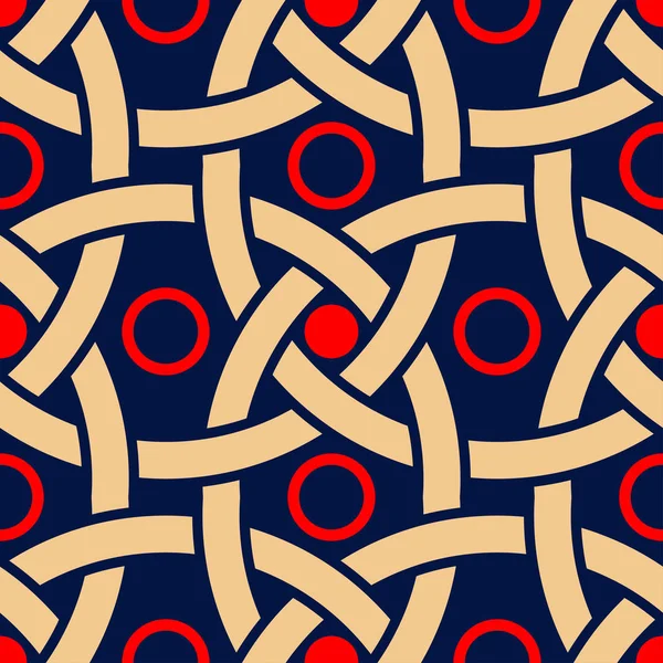 Geometrik mavi sorunsuz arka plan. Kırmızı ve bej renkli desen. Duvar kağıtları ve tekstil tasarım