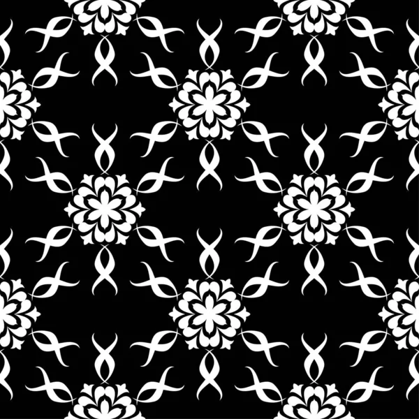 Witte Bloemen Zwarte Achtergrond Decoratieve Naadloze Patroon Voor Textiel Wallpapers — Stockvector