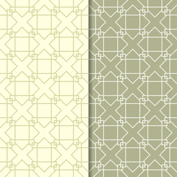 Zeytin yeşili geometrik süsler. Web, Tekstil ve duvar kağıtları için dikişsiz desen seti