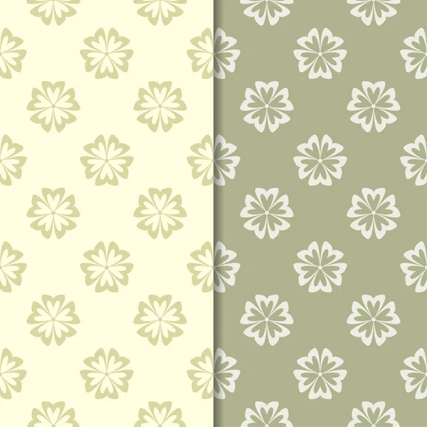Olivgrüne Florale Ornamentale Hintergründe Nahtlose Muster Für Textilien Und Tapeten — Stockvektor