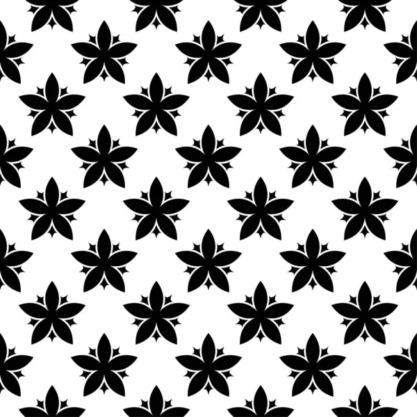 Beyaz arka planda siyah çiçek süsleme. Tekstil ve duvar kağıtları için seamless modeli