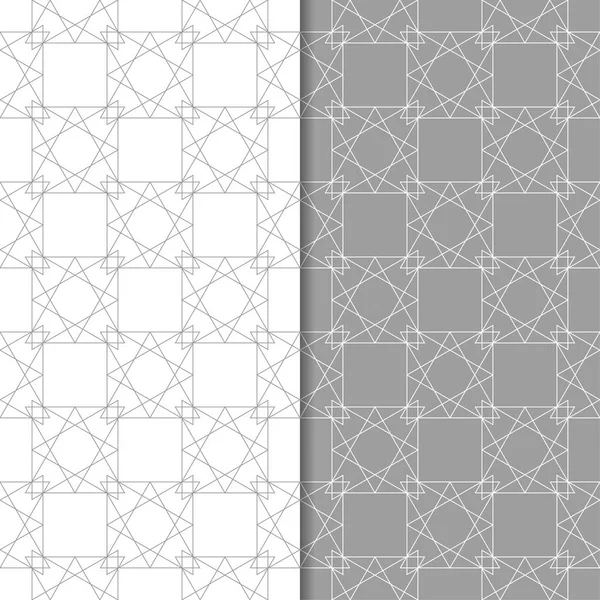 Ensemble Ornements Géométriques Motifs Sans Couture Gris Blanc Pour Toile — Image vectorielle