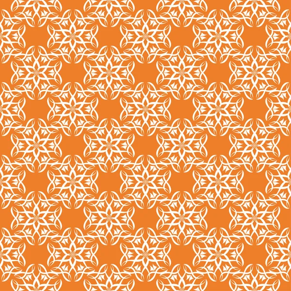 White Floral Ornament Orange Background Seamless Pattern Textile Wallpapers — Stock Vector