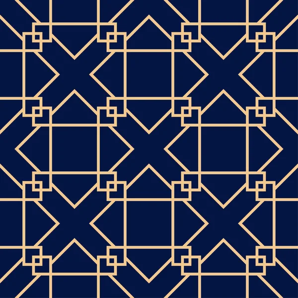 Adorno Geométrico Azul Dorado Patrón Sin Costuras Para Tela Textil — Vector de stock