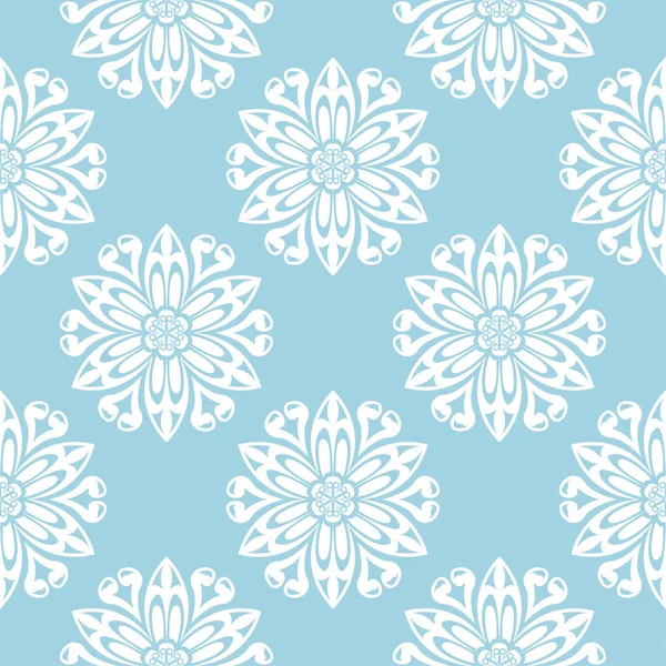 Ornement Floral Blanc Sur Fond Bleu Marine Modèle Sans Couture — Image vectorielle