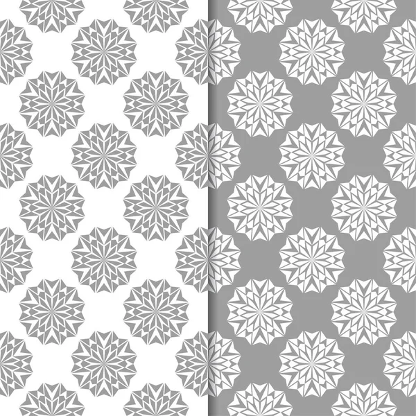 Motifs Ornementaux Floraux Blancs Gris Ensemble Motifs Sans Couture Pour — Image vectorielle