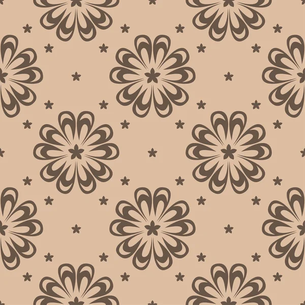 Diseño Ornamental Floral Marrón Sobre Fondo Beige Patrón Sin Costuras Ilustración De Stock