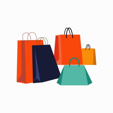 Uyumlu oda vektör illüstrasyonu, moda mağazasında kıyafet seçen kadın müşteri, soyunma odasında ve aynanın önünde deniyorlar, ve kıyafet vektörü setiyle asılıyorlar.