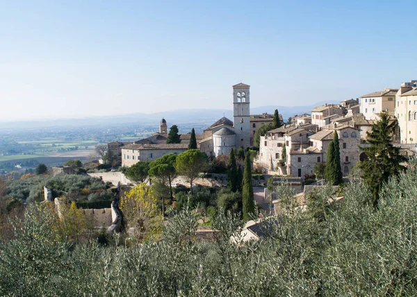 Történelmi Épületek Zarándoklat Város Assisi Umbria Olaszország — Stock Fotó