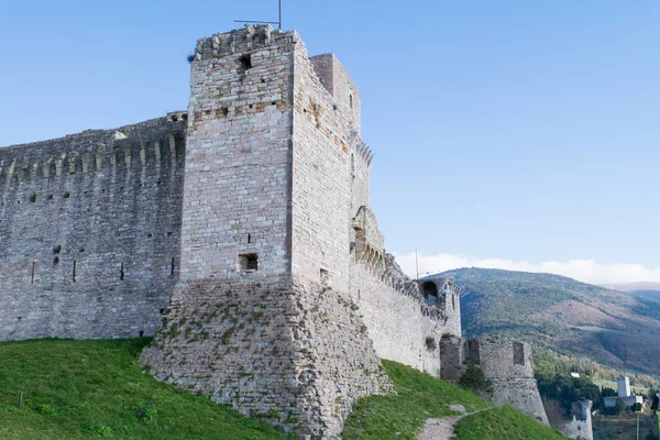 Rocca Maggiore kale şehri Assisi, Umbria, İtalya