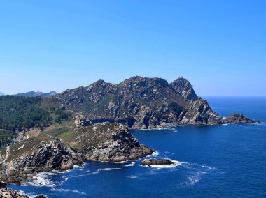Alto del Principe üst görünümden CIES Islands, İspanya bulunan Galiçya