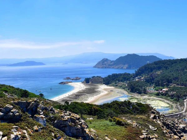 Alto del Principe üst görünümden CIES Islands, İspanya bulunan Galiçya