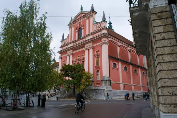 Ljubljana Szlovénia 2016 Október Azonosítatlan Emberek Séta Preseren Tér Ferences — Stock Fotó