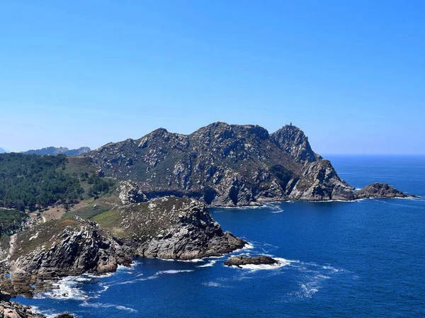 Vista Alto Alto Del Príncipe Sobre Ilhas Cies Galiza Espanha Imagem De Stock