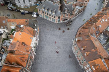 Old Town sokaklarda Tournai, Belçika havadan görünümü