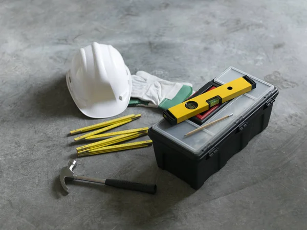 Εργαλεία Υλικού Στο Πάτωμα Σπίτι Ανακαίνιση Κατασκευή Και Κάνετε Μόνοι — Φωτογραφία Αρχείου