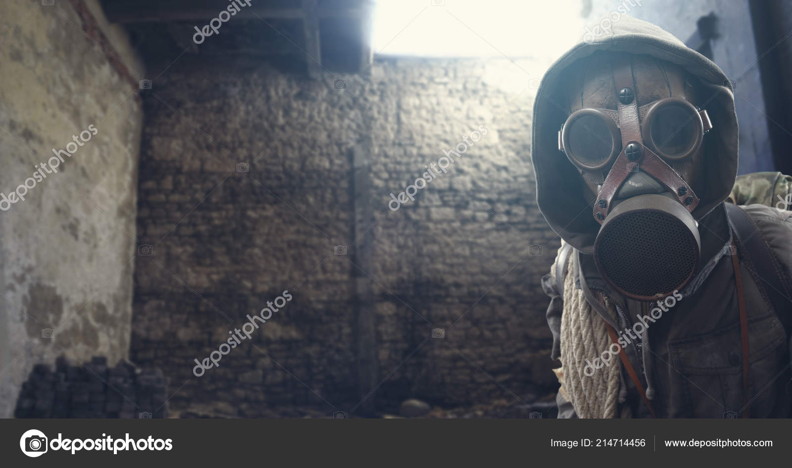 Homme Avec Masque à Gaz Guerre Nucléaire Et Catastrophe