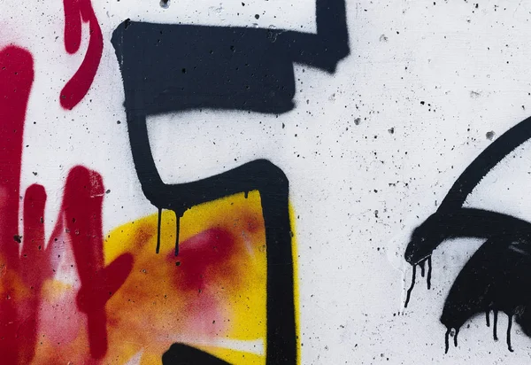 Färgglad Graffitikonst Vägg Med Sprayfärg Droppar Närbild — Stockfoto