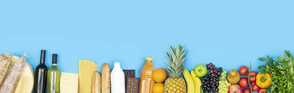 Čerstvé zdravé nákupní položky v potravinách — Stock fotografie