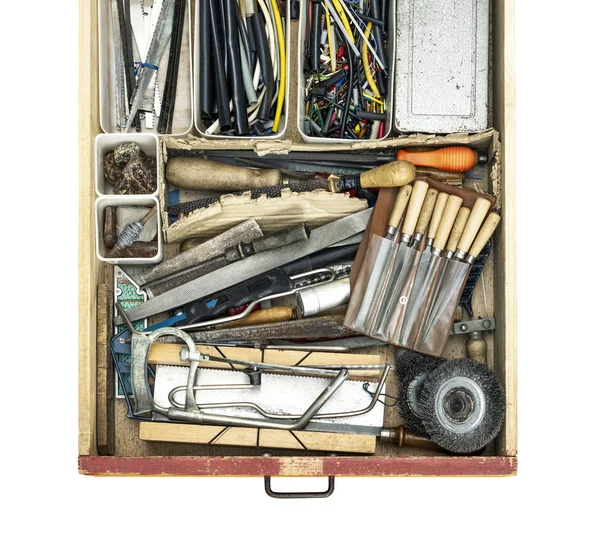 Used do it yourself work tools in a drawer — Stock Photo, Image